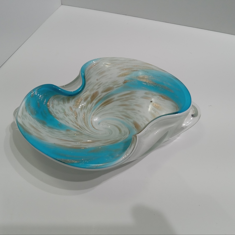 1950's Murano Glass Fratelli Toso Aventurine Bowl Ermanno